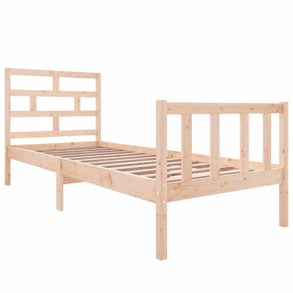 Berkfield Home Small Single Solid Wood Pine Bed Frame, Brown, W: 75 cm, L: 190 cm