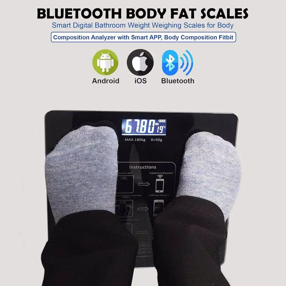 ATEK Bluetooth Digital Body Fat Scale with App Control and Large Display, Black – 6