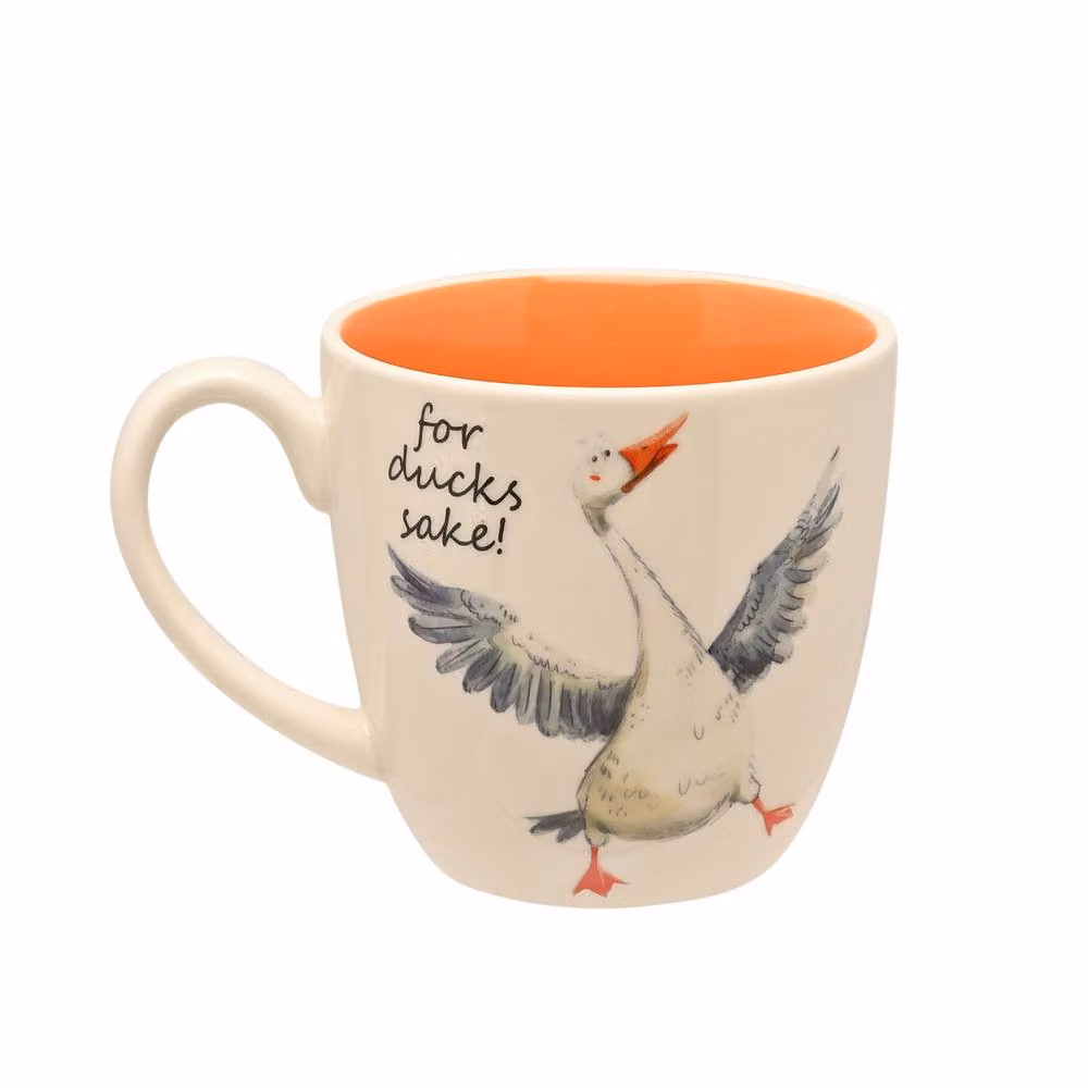 Funny Farm For Ducks Sake Ceramic Mug in Orange, White and Multicolour – 2