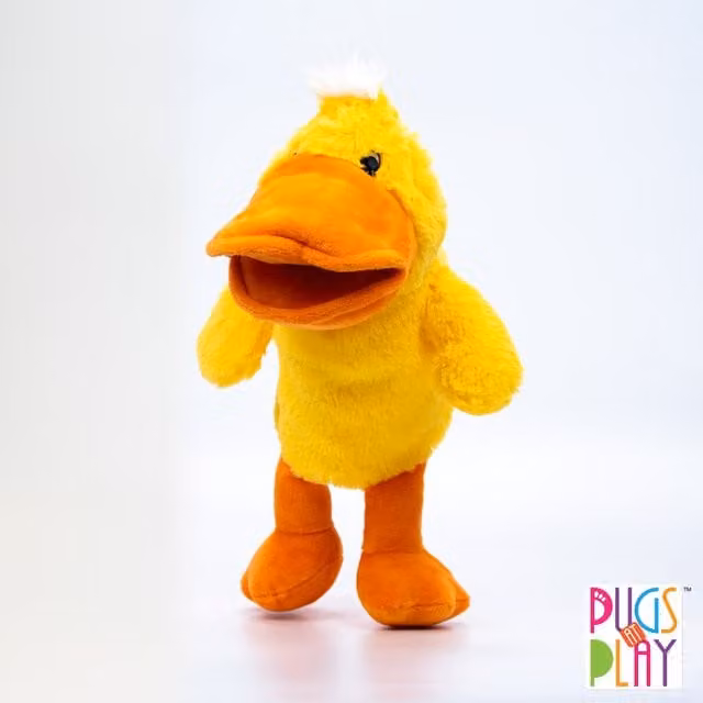 Pugs at Play Talking Duck Hand Puppet Toy in Yellow