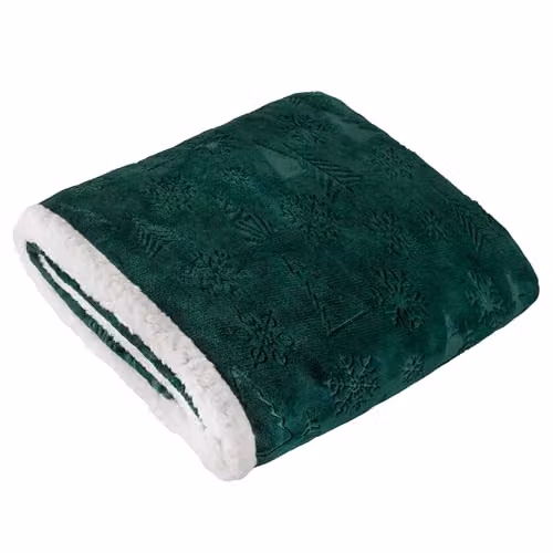 Riva Home Festive Time Sherpa Fleece Throw in Green, W/D/H: 140 x 180 cm