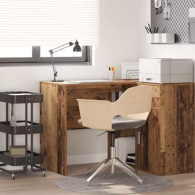 Berkfield Home Writing Desk in Brown Engineered Wood with Small Storage – 1