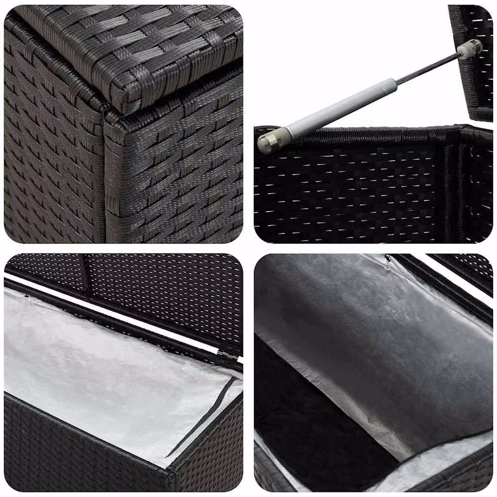 Berkfield Home Garden Storage Box in Black Poly Rattan and Steel, W/D/H: 100 x 50 x 50 cm – 4