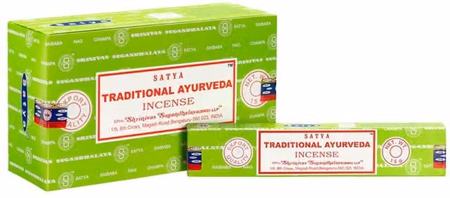 Satya Traditional Ayurveda Get Well Incense Sticks, Set of 12 Packets, Green