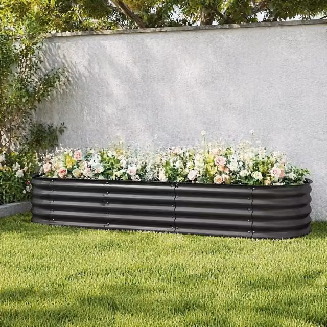STILVORA Grey Flexible Raised Garden Bed for Ornamental and Herb Gardens