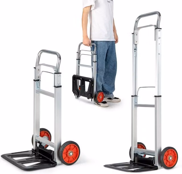 Costway Heavy Duty Folding Hand Truck Sack Barrow with Telescopic Handle and All-Terrain Wheels in Multicolour – 1