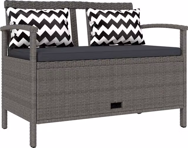 Outsunny 160L Grey Rattan Two-Seater Storage Bench – 1