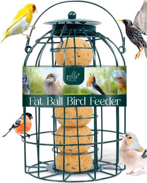 Pelle & Sol Squirrel Resistant Metal Bird Feeder for Fat Balls, Green