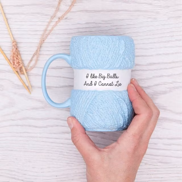 Boxer Gifts Big Balls Knitting Ceramic Mug in Blue