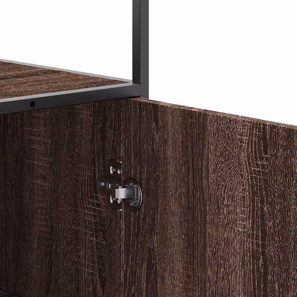 Berkfield Home Industrial Highboard in Brown Oak with Metal Accents, W/D/H: 68 x 35 x 139 cm – 4