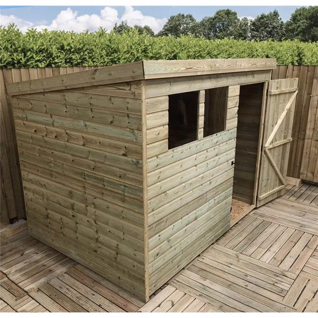 Marlborough Pressure Treated Pent Garden Shed with Single Door in Natural Wood – 3