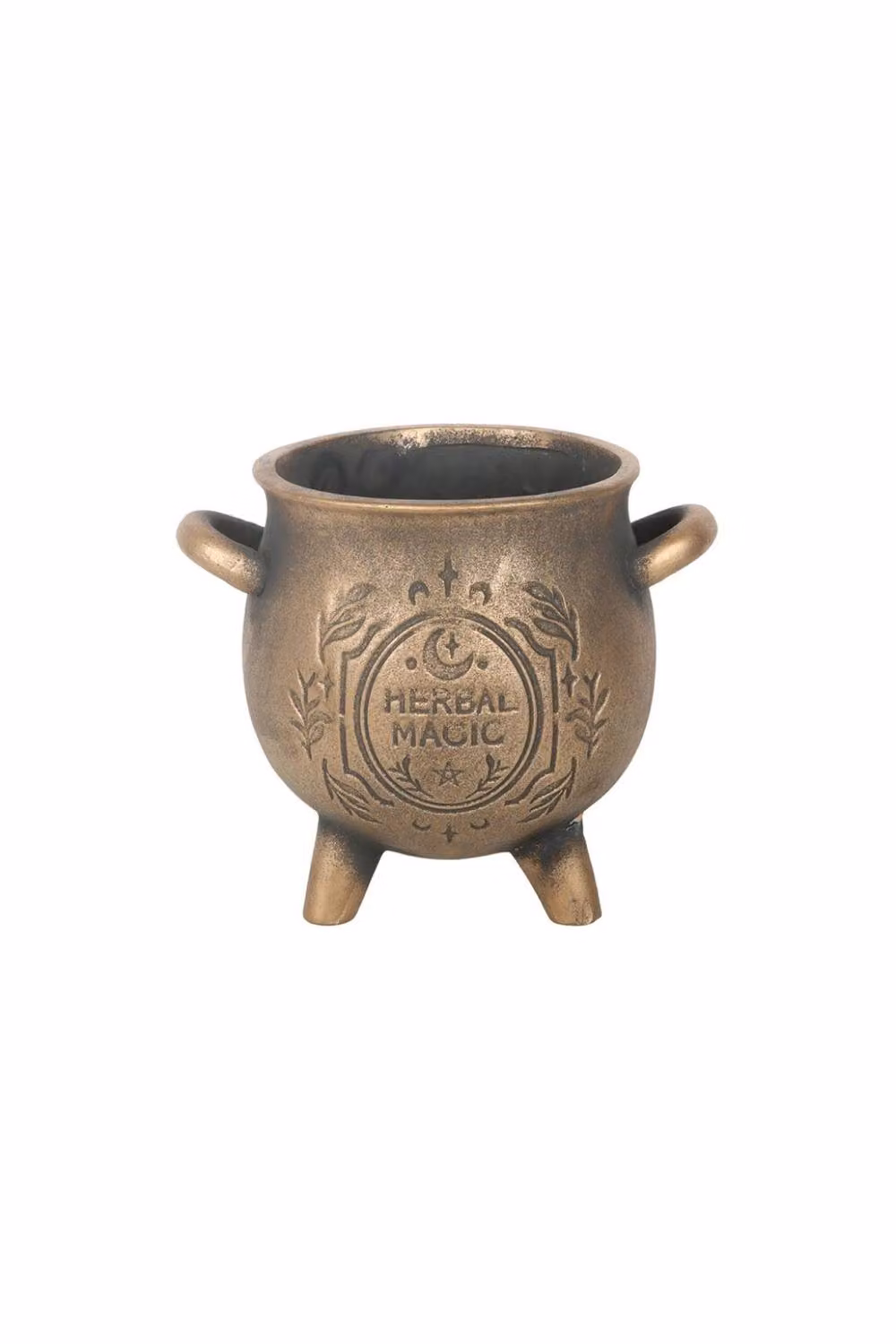KDMD Herbal Magic Bronze Effect Terracotta Ceramic Cauldron Plant Pot – 2