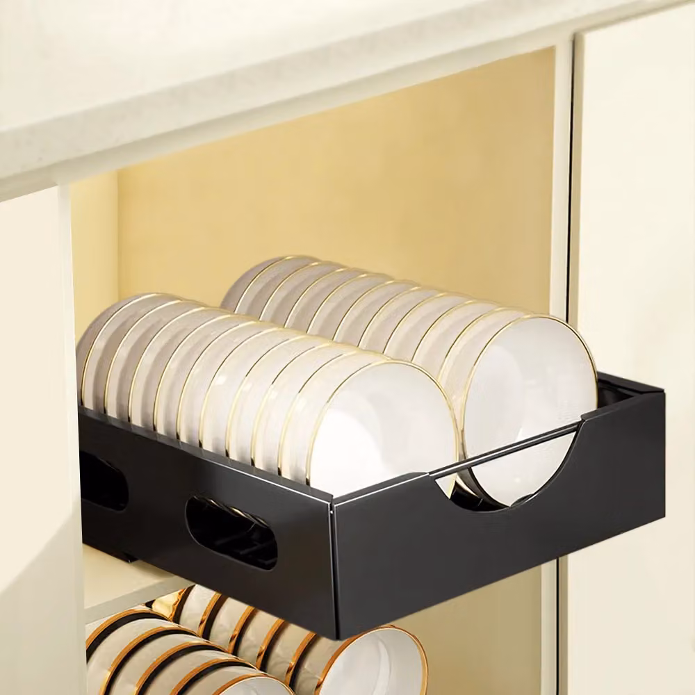 Livingandhome Metal Pull-Out Kitchen Cabinet Dish Drainer and Storage Organizer Drawer Insert, Black – 4