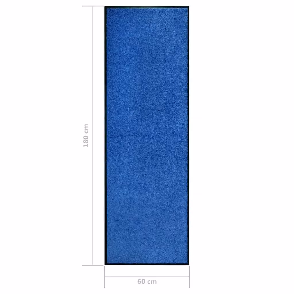 Berkfield Home Washable Non-Slip Blue Doormat W: 60 cm, L: 180 cm – 3