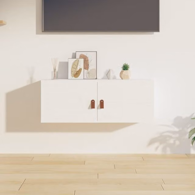 Berkfield Home White Solid Wood Pine Wall Cabinet W: 80 cm, D: 30 cm, H: 30 cm