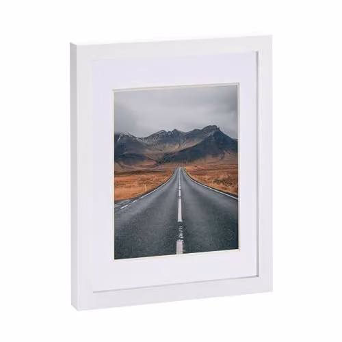 Nicola Spring Single Rectangular Photo Frame in White with Grey Mount