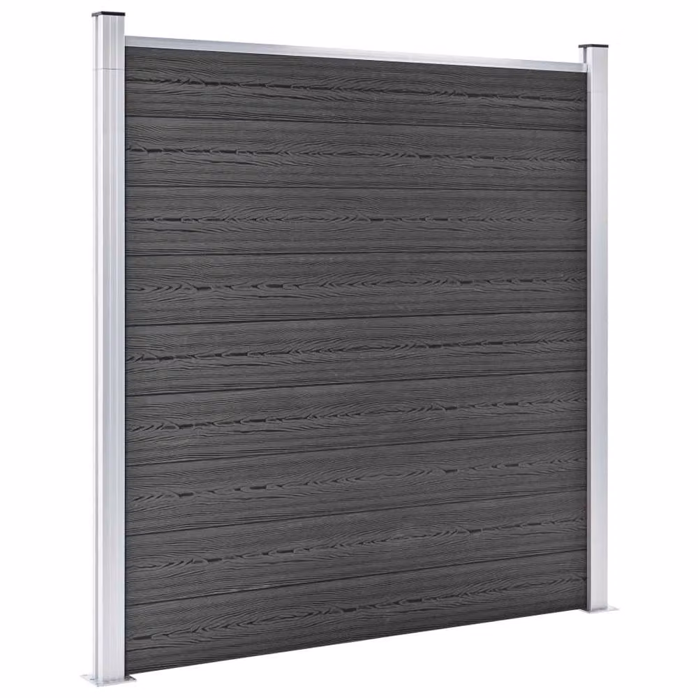 Berkfield Home WPC Fence Panel Set in Black, Width: 1138 cm – 3