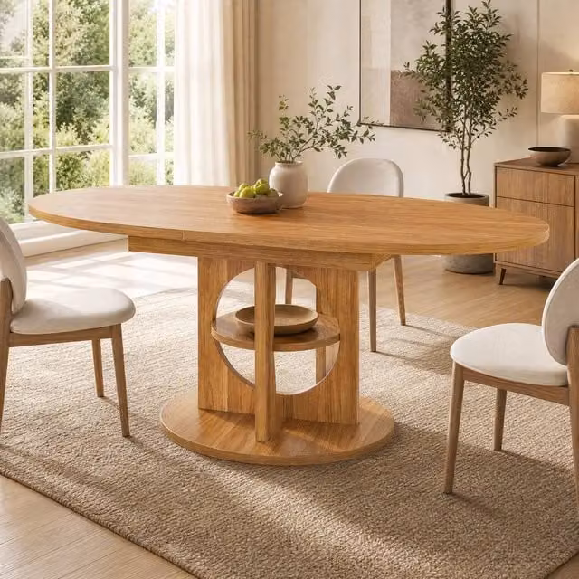 STILVORA Extendable Round Dining Table in Brown, W/D/H: 110 x 110 x 76 cm – 1