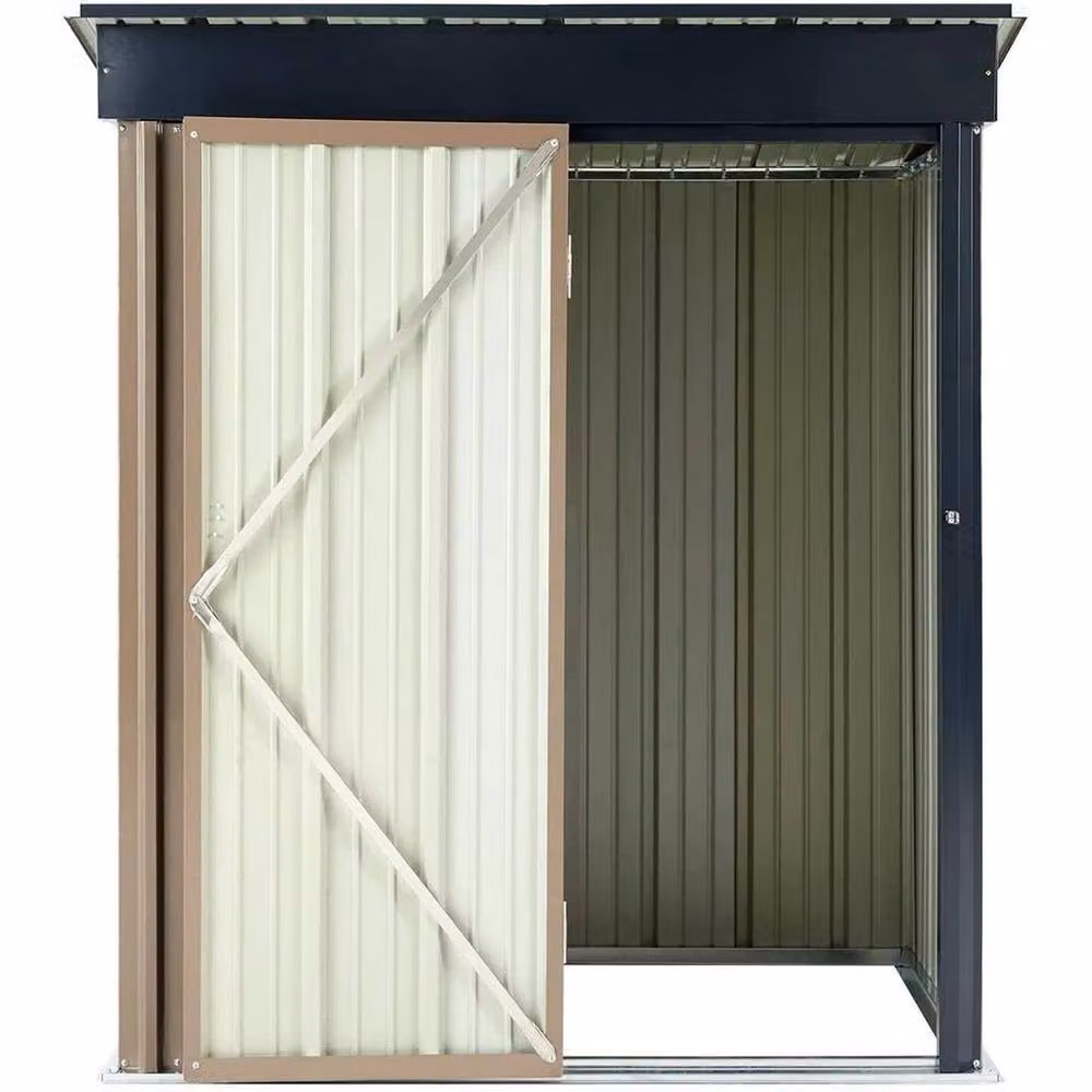 Hinsinc Pent Garden Shed Outdoor Storage Cabinet in Brown, Galvanised Steel, H 182 x W 155 x D 88 cm – 2
