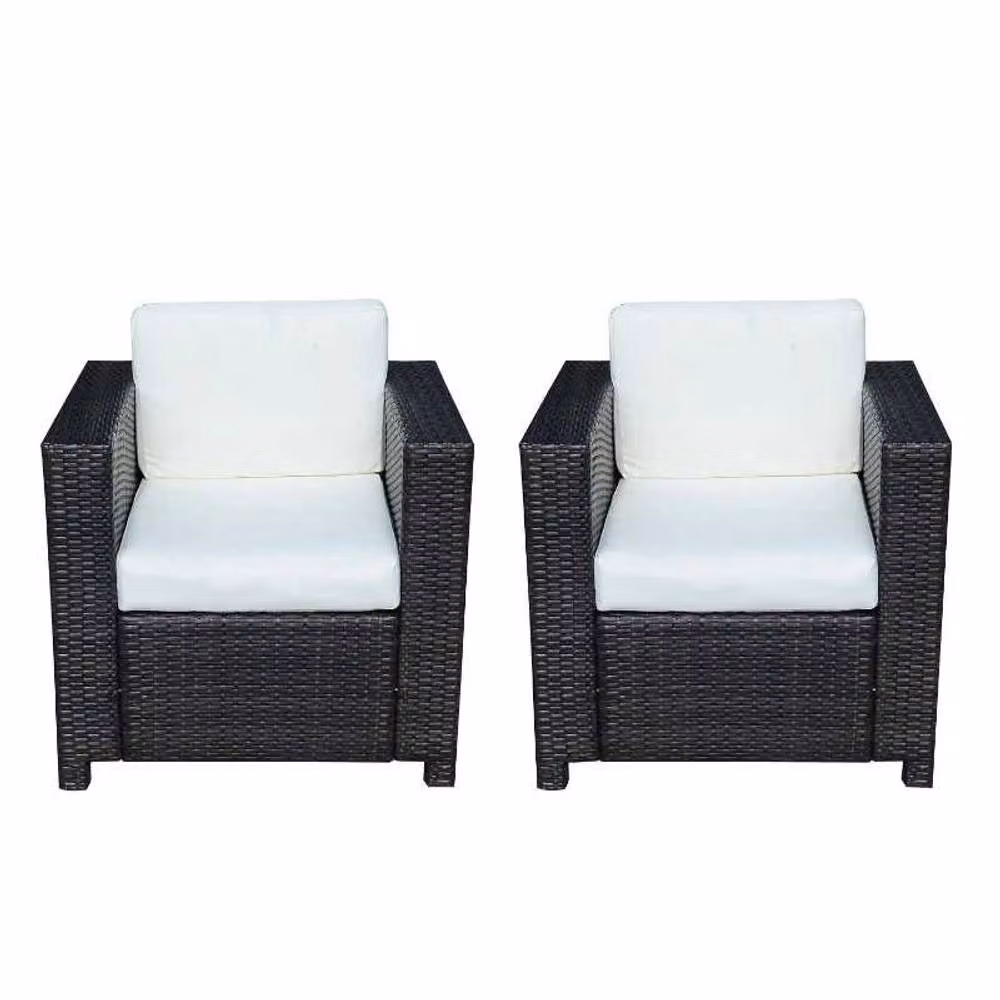 STILVORA Black Rattan Armchair with Polyester Cushions – 4