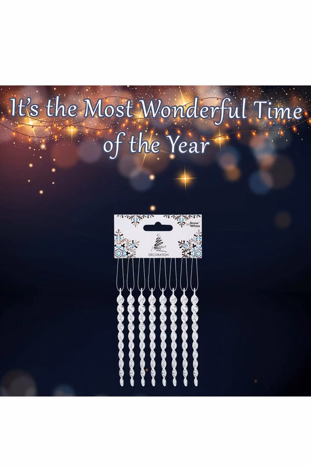VFM e-Store Crystal Look Icicle Christmas Tree Hanging Ornament, Clear, 13.5 cm – 2