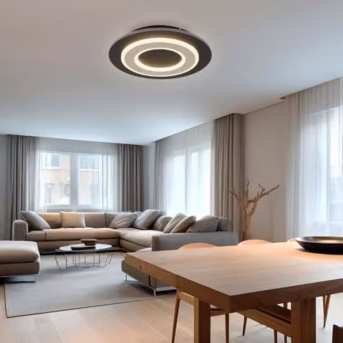 Globo Lighting Modern LED Ceiling Light for Bedroom and Living Room, Black and Brown, Diameter: 32 cm – 3