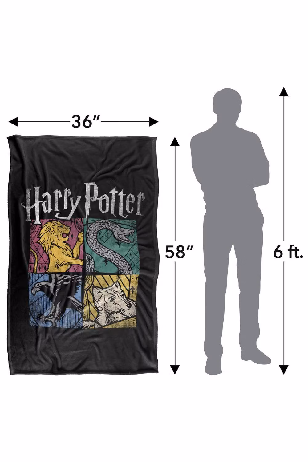 Warner Bros. Harry Potter House Squares Silky Touch Super Soft Fleece Throw Blanket, Multicolour – 8