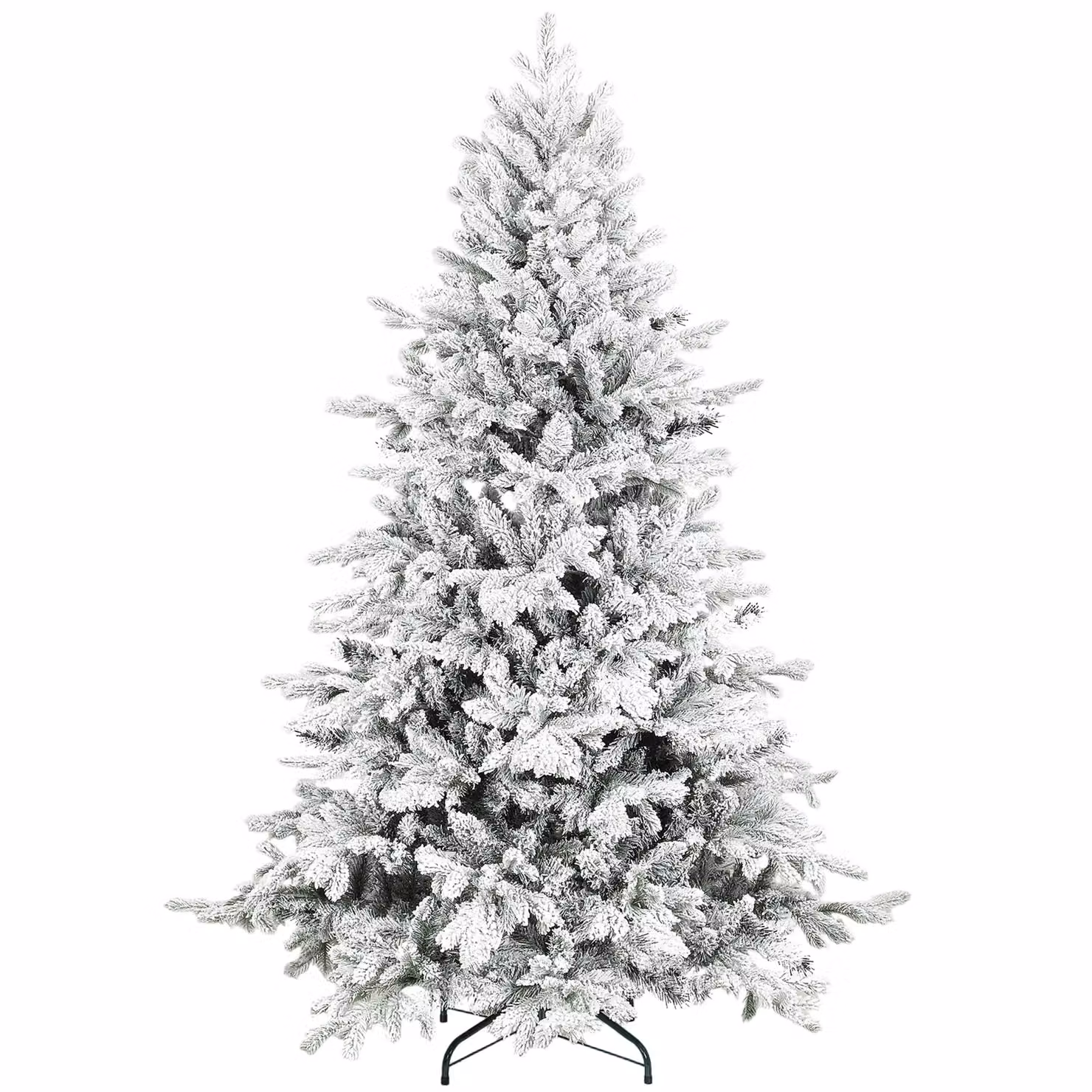HOMCOM 6ft Green Artificial Hinged Christmas Tree with Snow – 2