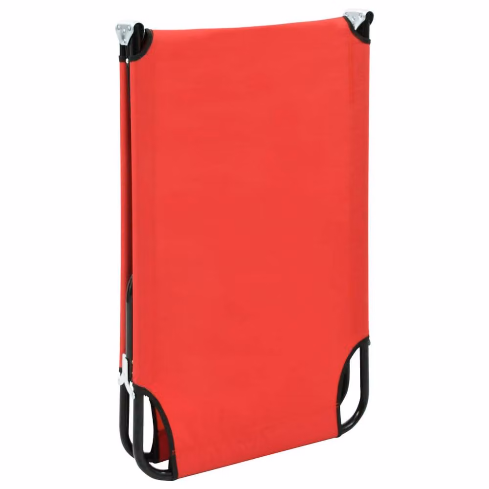 Berkfield Home Foldable Sun Lounger in Red Steel and Polyester – 2