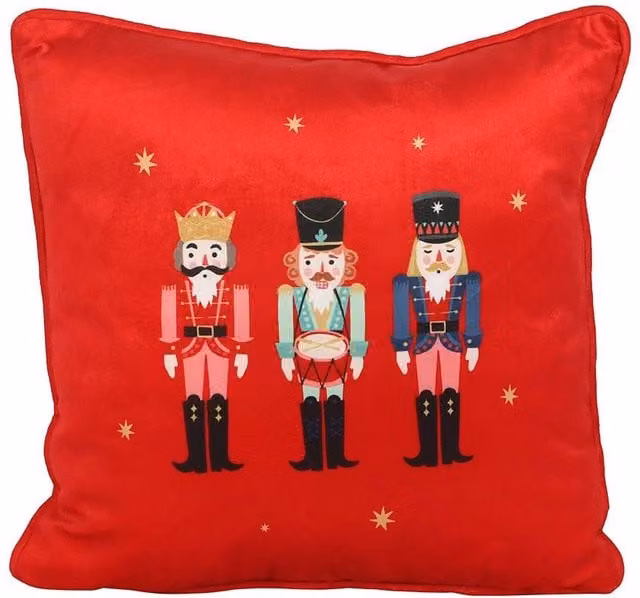 Something Different Square Nutcracker Christmas Cushion in Red, 35 x 35 cm
