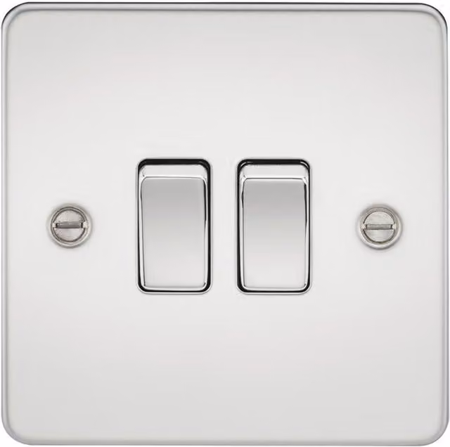 Knightsbridge FP3000PC Polished Chrome 2-Way Flush Plate Switch