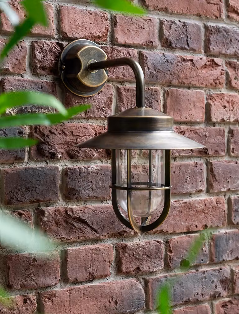 Hanwell Antique Brass Wall Lantern for Garden and Terrace