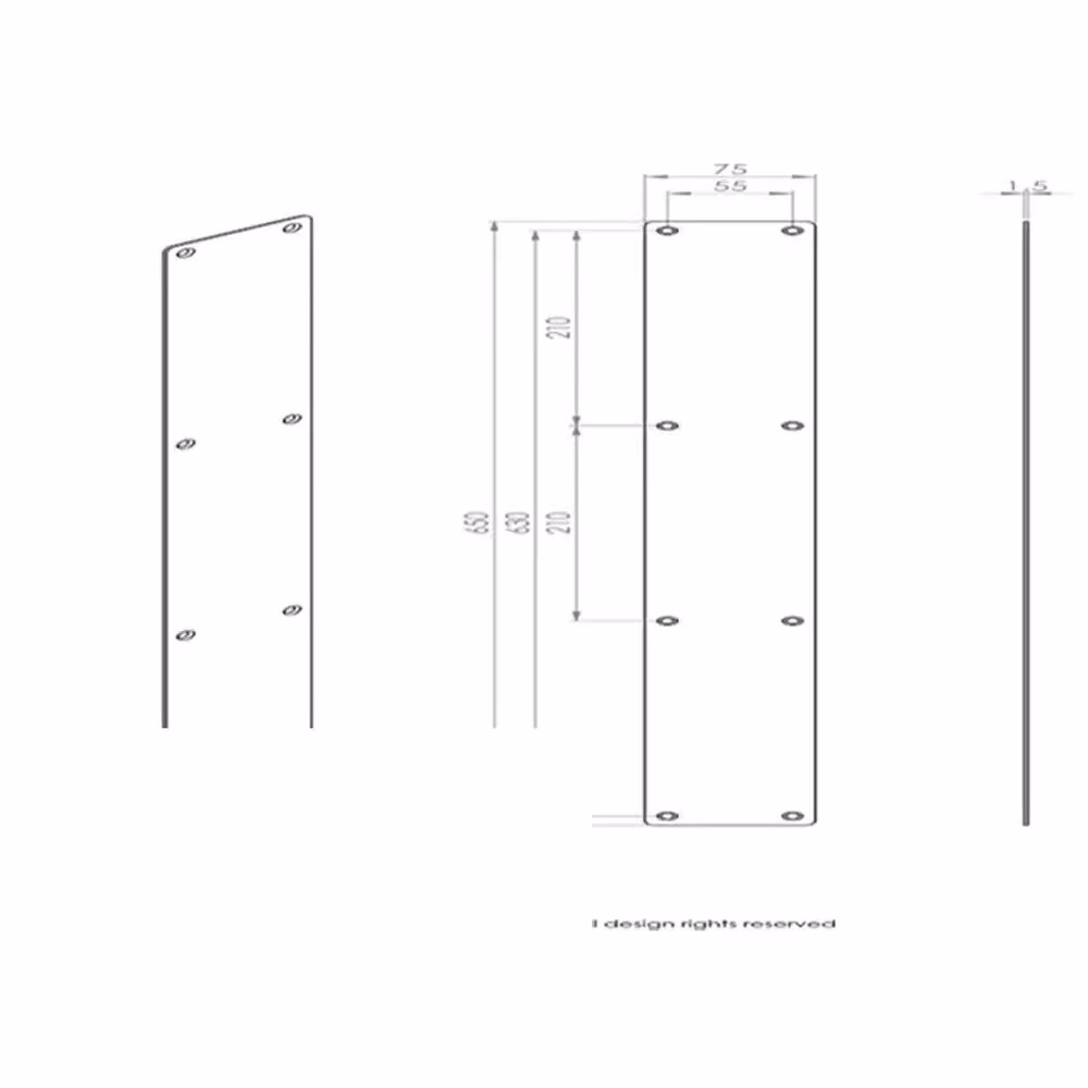 Loops Plain Door Finger Plate in Satin Stainless Steel, W: 65.0 cm, H: 7.5 cm – 2