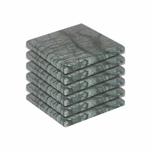 Argon Tableware Green Marble Square Coasters, Pack of 6, Diameter: 10 cm
