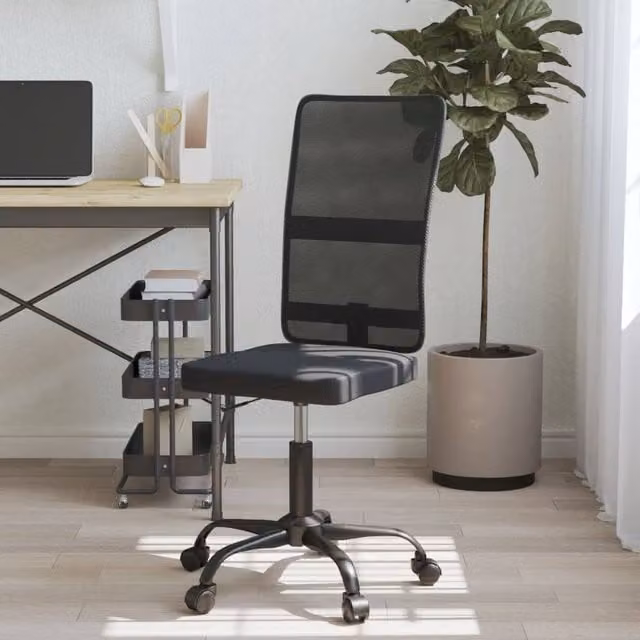 Berkfield Modern Black Mesh Fabric Swivel Task Chair for Home or Office – 1
