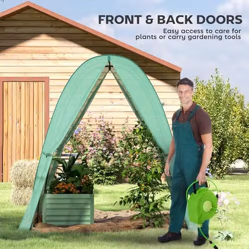 Outsunny Portable Greenhouse Plant Hot House with 2 Doors, Green, W/D/H: 180 x 180 x 200 cm – 4