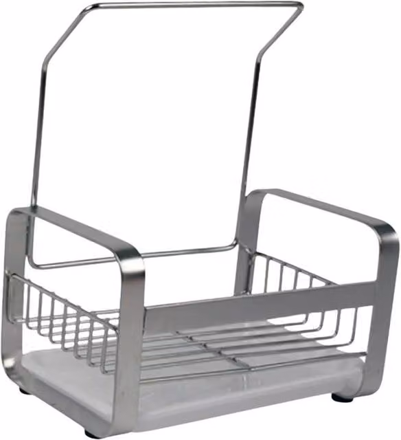 Ocean 8 Stainless Steel Kitchen Sink Caddy Organiser with Drip Tray in Silver and Black – 1