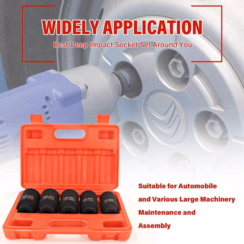 SPETLEK 12 Point Axle Hub Nut Impact Socket Set, 1/2 inch, Black Chrome Vanadium – 2