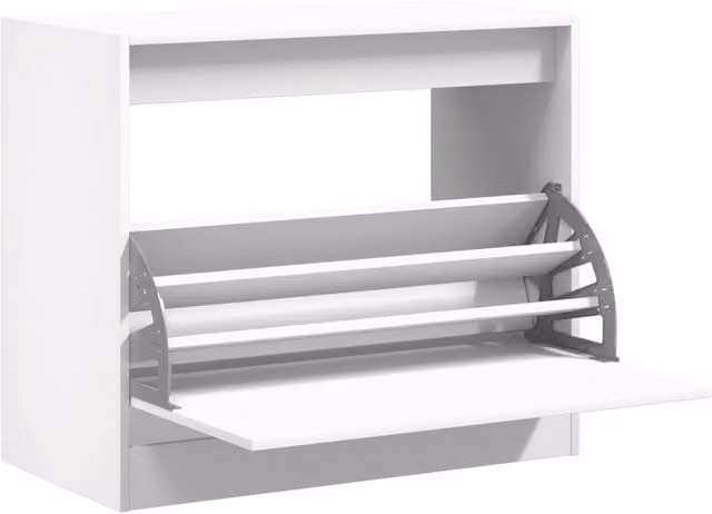 Berkfield Home Modern White Shoe Cabinet with Tilting Compartments, W/D/H: 80 x 42 x 69 cm