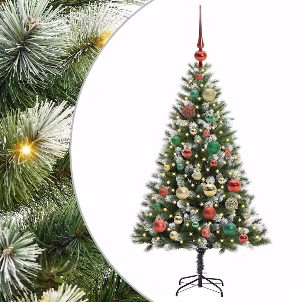 Berkfield Home Artificial Hinged Christmas Tree with Flocked Snow, Green, Height: 120 cm – 2