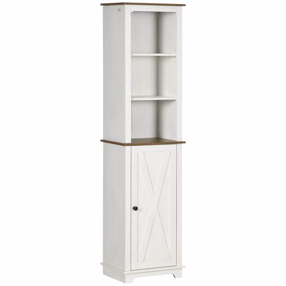 Wyld Haus Nesoli Tall Bathroom and Hallway Storage Cabinet in White and Brown – 2
