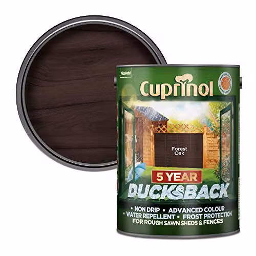 Cuprinol Ducksback 5 Year Waterproof Wood Preserver for Sheds and Fences, Forest Oak, 5 l – 1