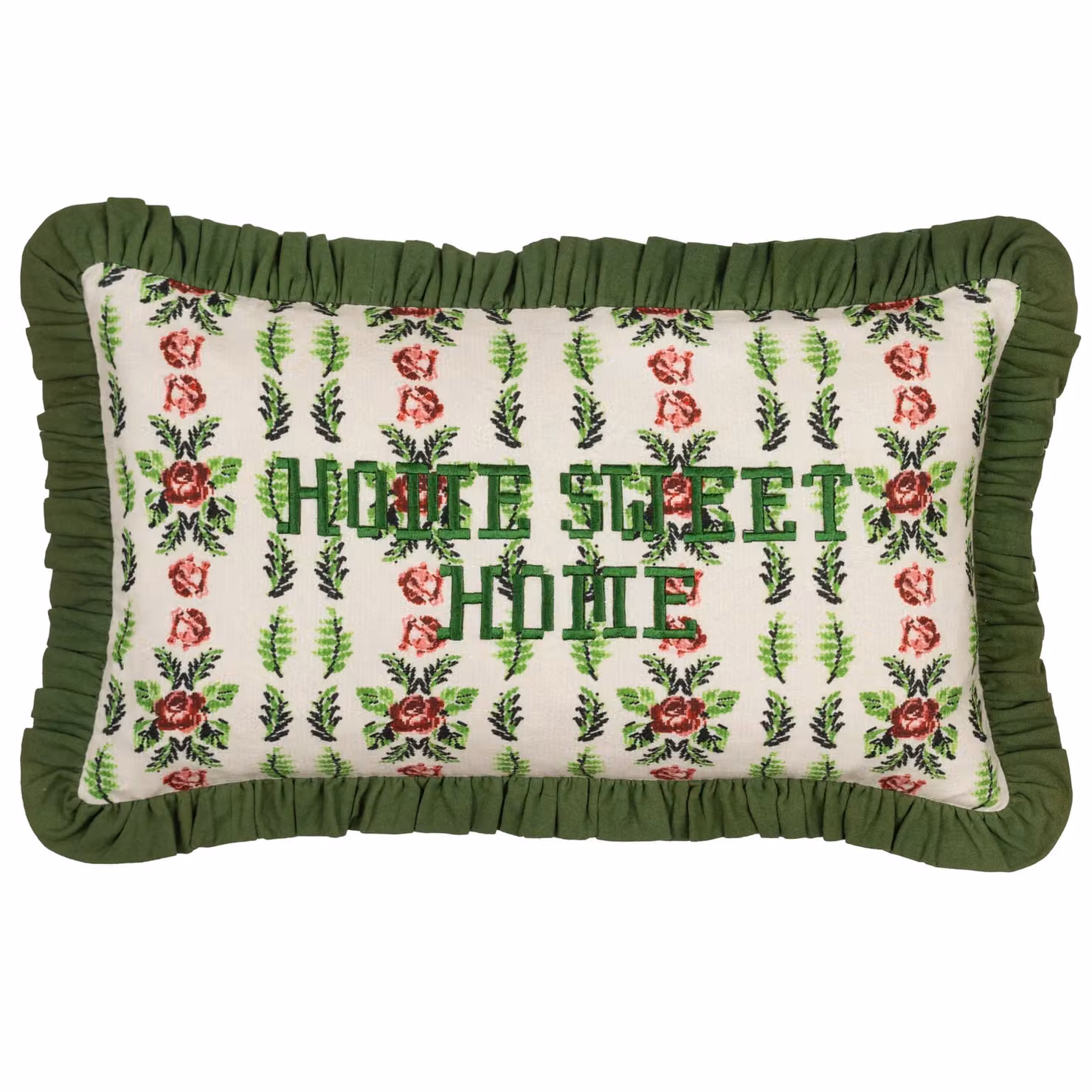 Riva Home Floral Cotton Decorative Cushion in Green, W/D/H: 50 x 30 x 1 cm – 2