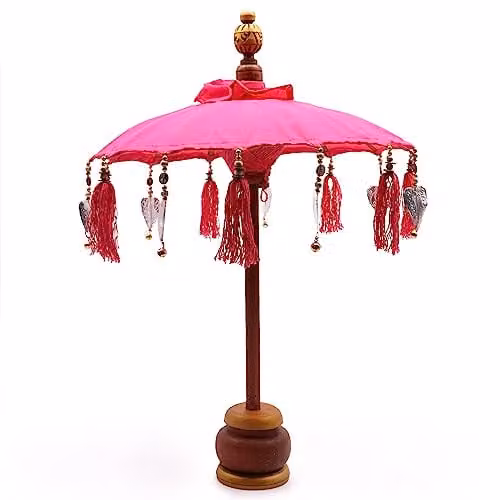Serenityy Bali Home Decor Pink Cotton Tabletop Parasol