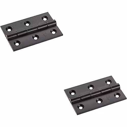 Loops 2 Pack Matt Black Brass Washered Butt Hinges W/D/H: 76 x 50 x 2.5 mm – 1