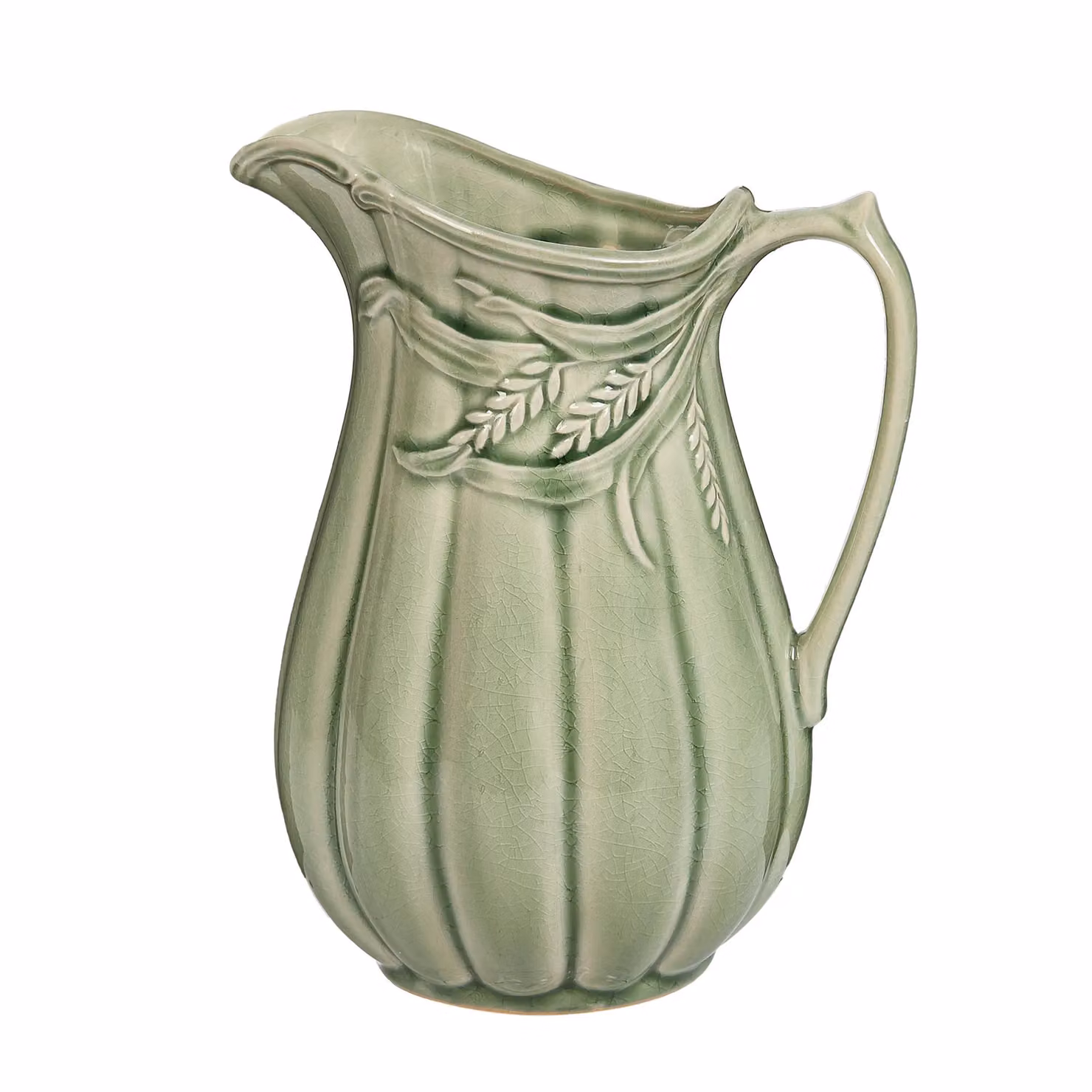 Dibor Traditional Green and White Ceramic Flower Jug Pitcher for Tabletop Decor – 2