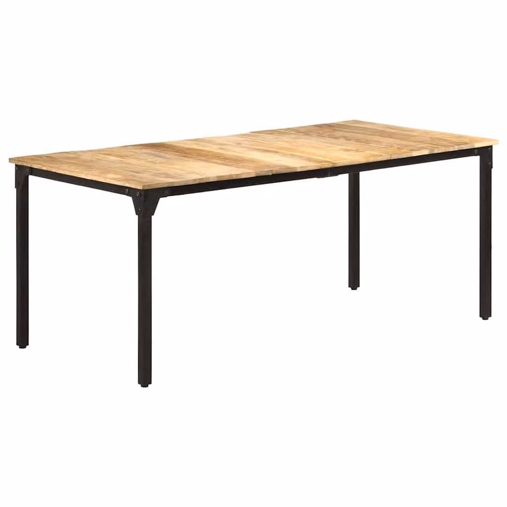 Berkfield Home Rustic Rectangular Mango Wood Dining Table in Brown, W/D/H: 180 x 90 x 76 cm – 1