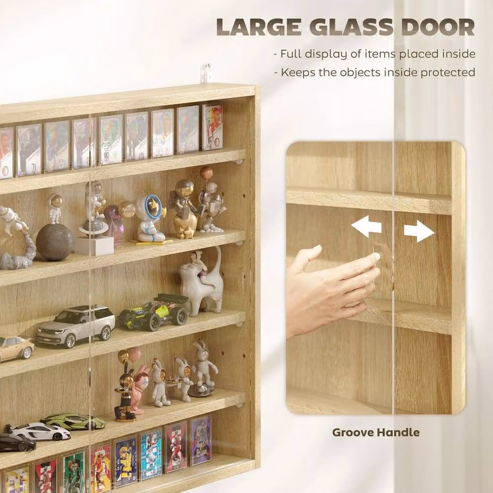 NESTLUNE 5-Tier Wall Display Shelf Unit Cabinet in Brown with Glass Shelves, W: 100 cm, D: 15 cm, H: 15 cm – 2