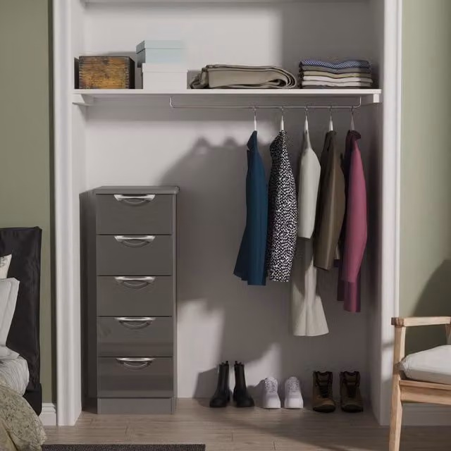 2 U Holborn 5 Drawer Tallboy in Mid Grey