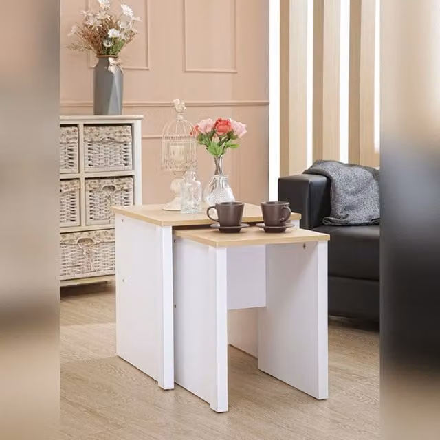 Comfy Living Ltd Modern White Wooden Nest Of Tables